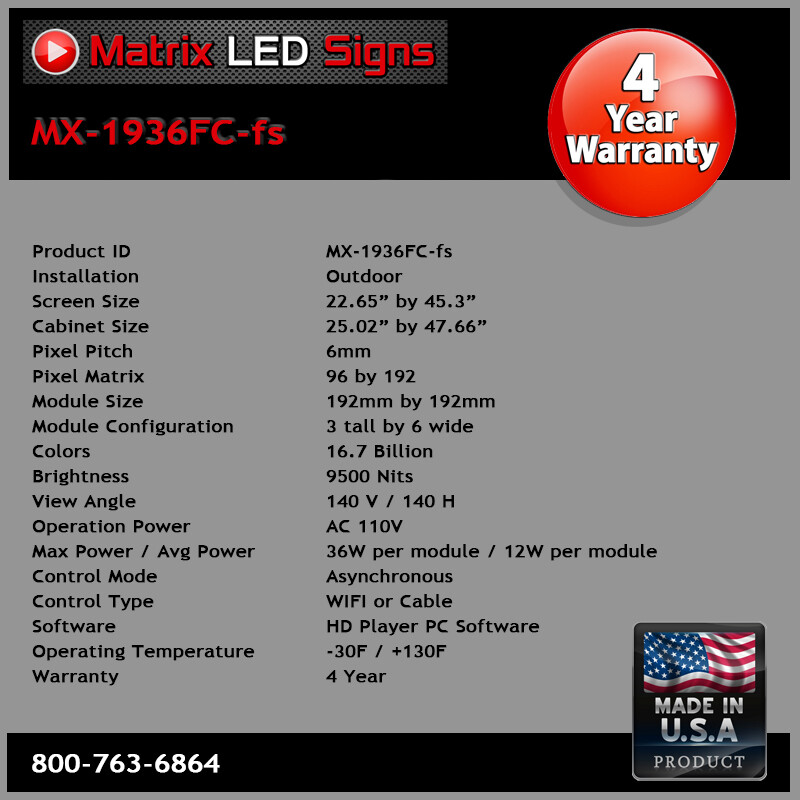 LED Sign Outdoor Full Color 1 Sided LED Programmable Message Digital Sign P6