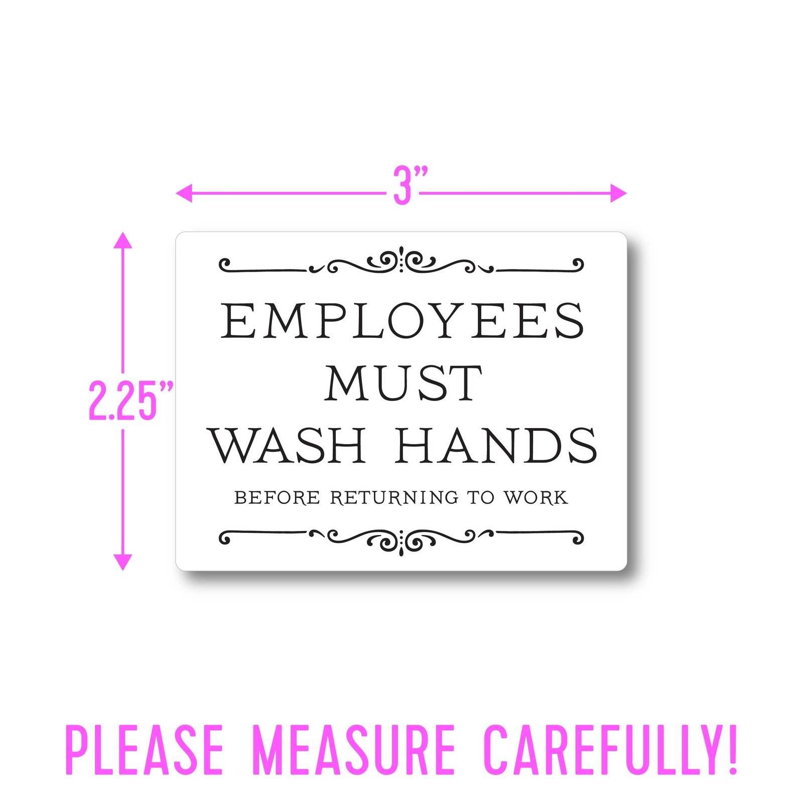 1 PCS 3×2.25 Inch White Plastic Employees Must Wash Hands Sign For Restroom