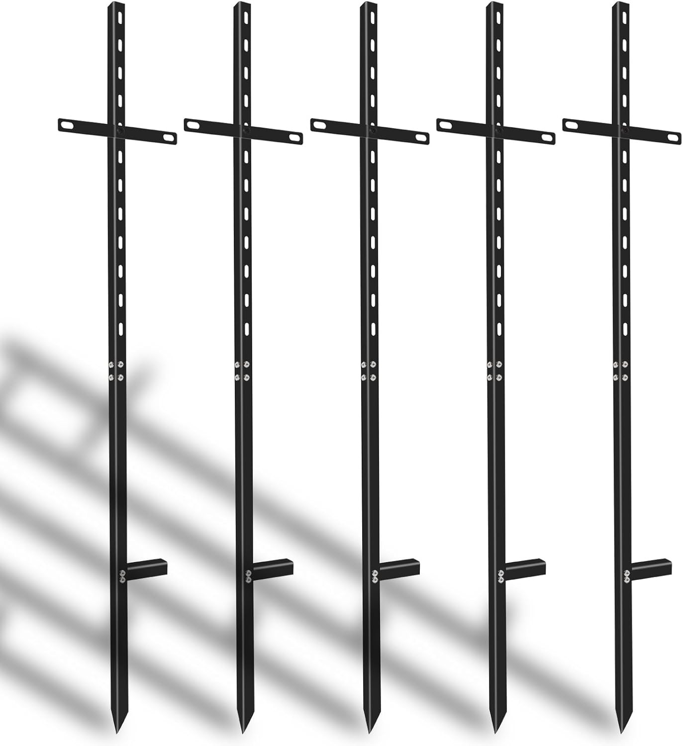Heavy Duty 46″ T-Bar Yard Sign Stakes – 5 Pack Rust-Proof Metal Holders