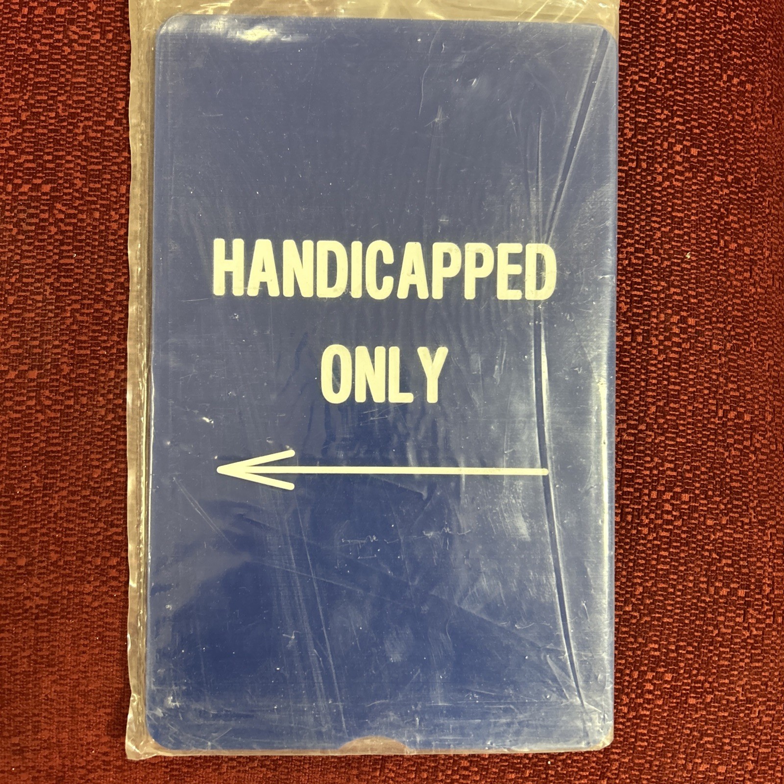 New Blue Plastic Handicapped Only Sign 7x 11 Inches