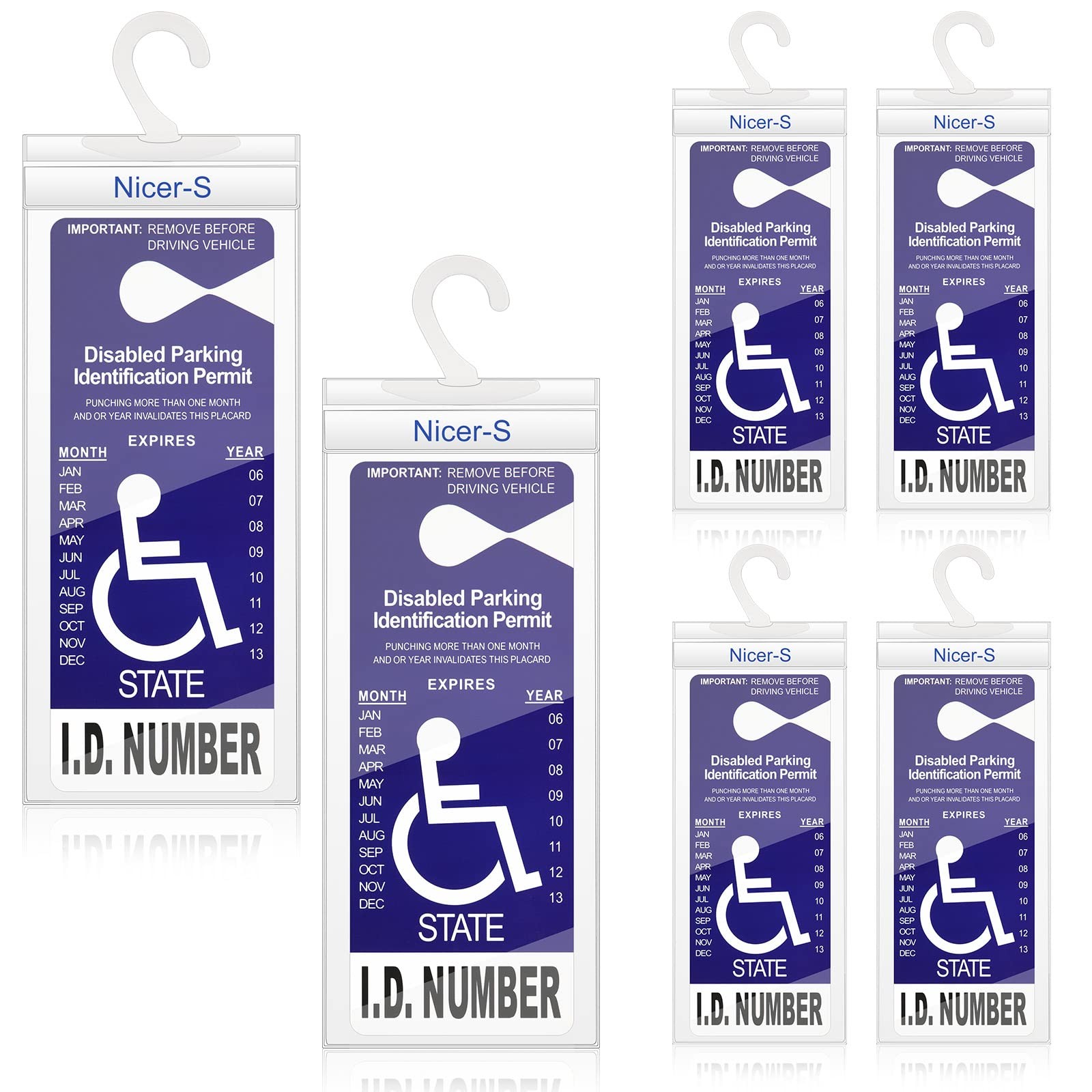 Pajean 6 Pieces Handicap Placard Holder for auto Ultra Transparent