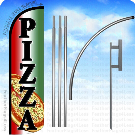 PIZZA – Windless Swooper Feather Flag KIT 15′ Banner Sign – gq