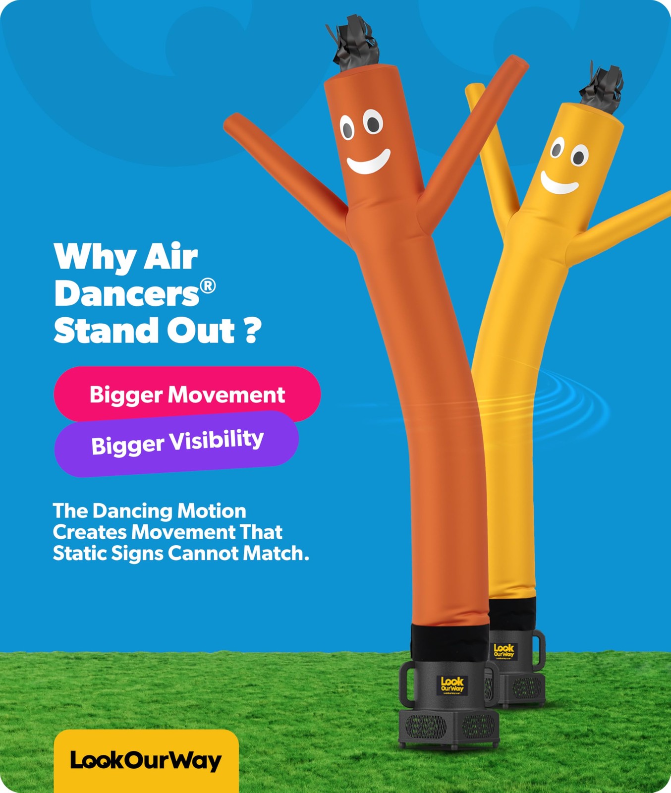 Air Dancers Wacky Waving Inflatable Tube Man Attachment 6 Feet Tall Orange