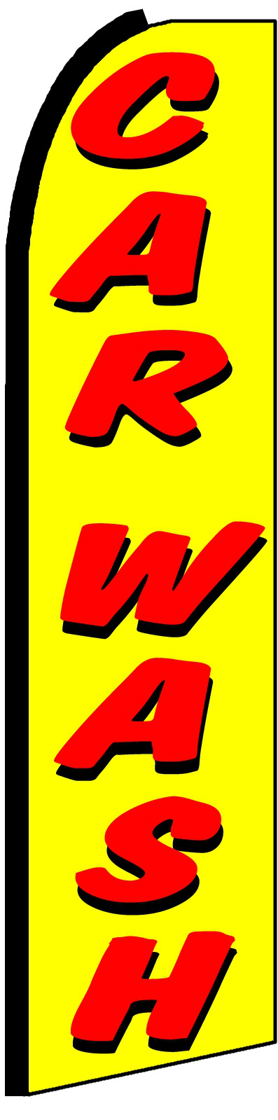CAR WASH Yellow FLUTTER FLAG Tall Curved Advertising Sign Banner Feather Swooper