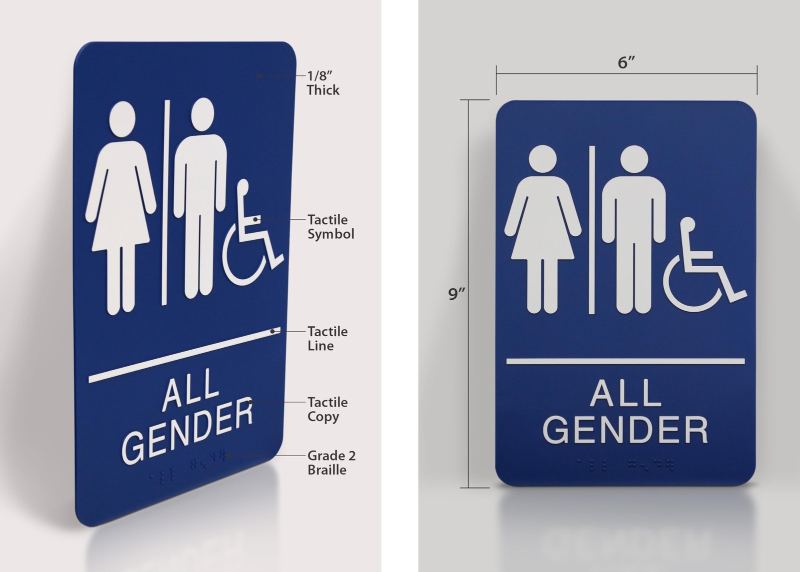 Headline Sign 9487 ADA Wheelchair Accessible All Gender Restroom Sign 6×9 Blue