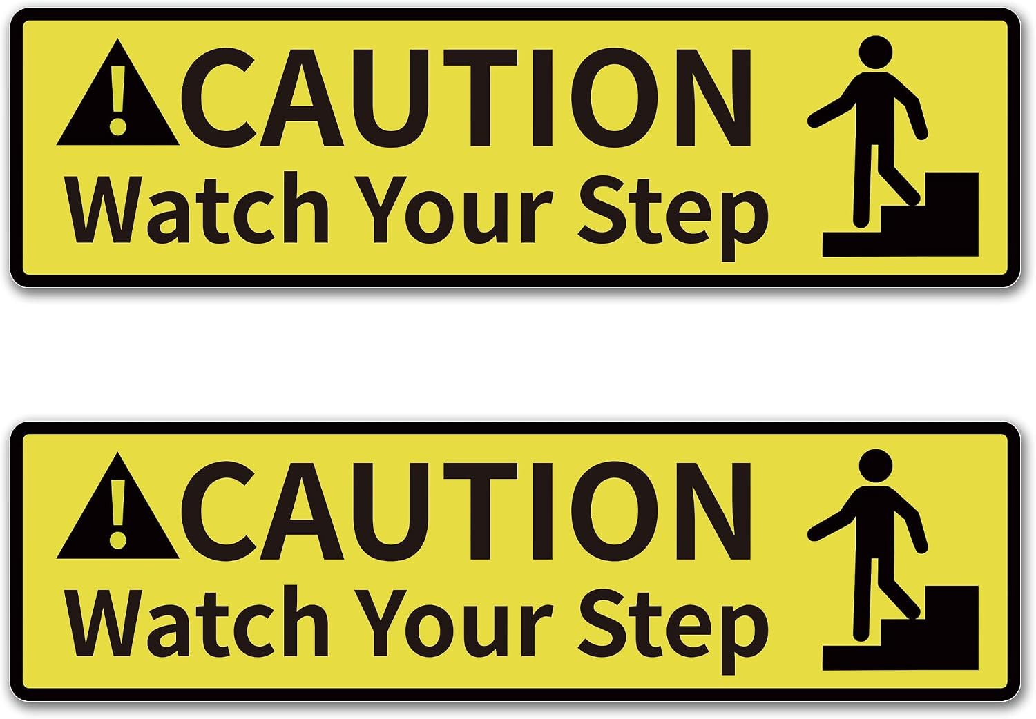 2 PCS Caution Watch Your Step Sign Stickers Easy Installation Self Adhesive Vin