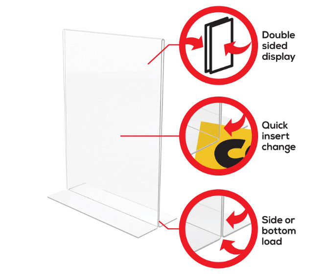 8.5″ x 11″ Clear Acrylic Slanted Sign Holder (Standard Letter Size)