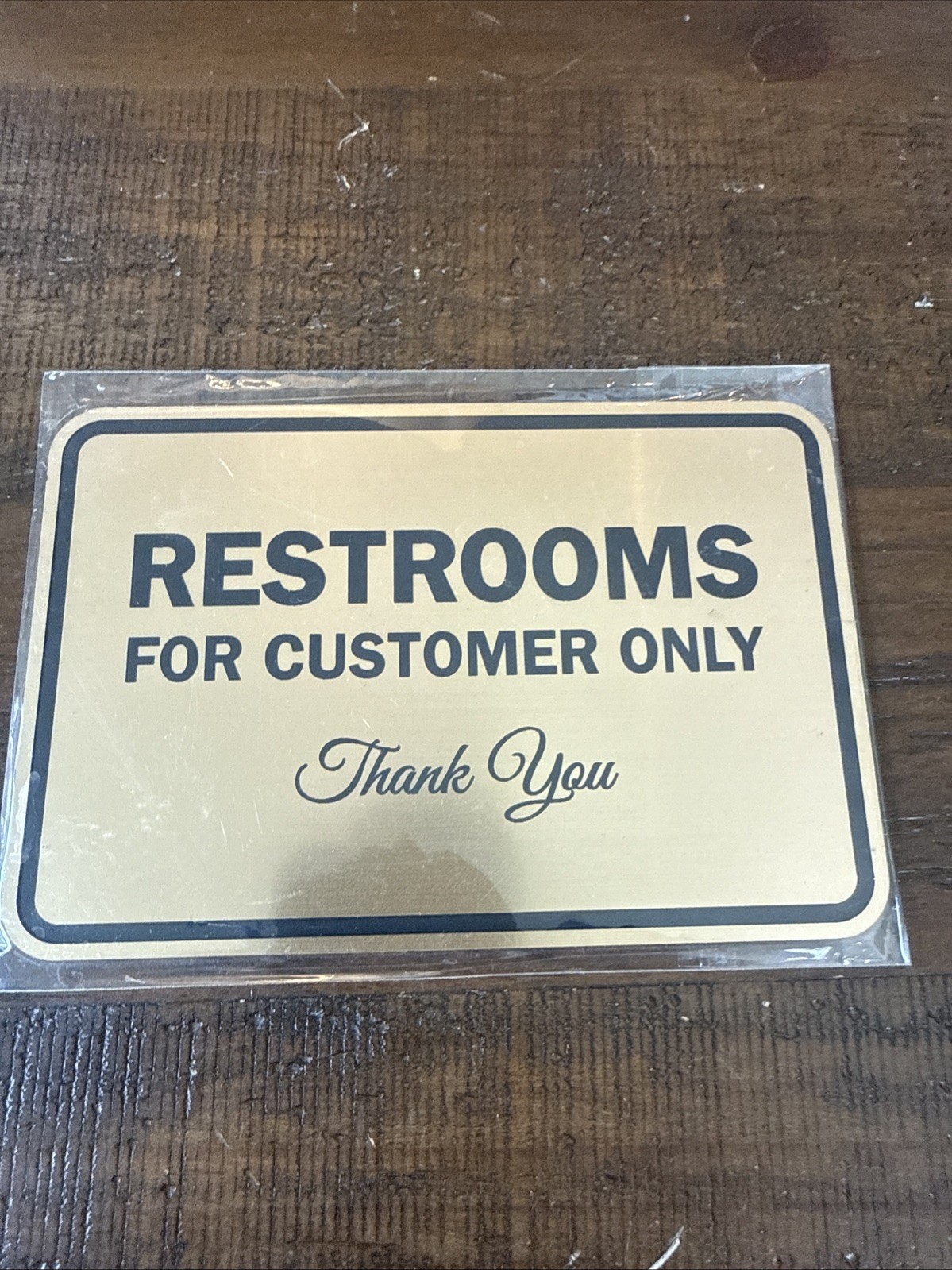 Classic Framed Restrooms for Customers Sign Brushed Gold 4″ x 6″ Small