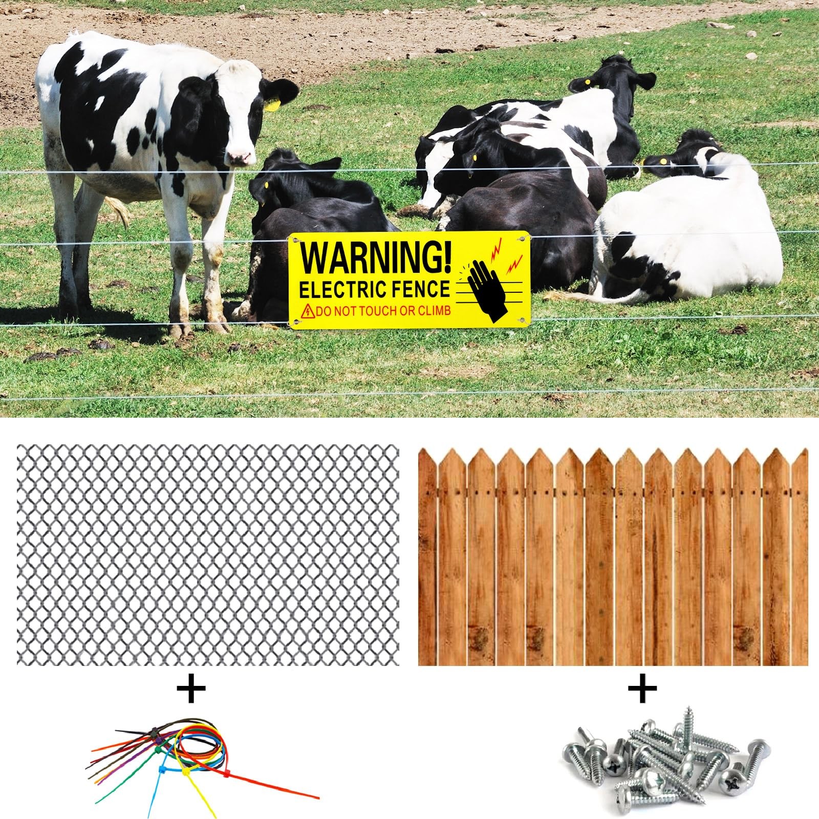 Electric Fence Warning Signs 8 Pack 10 x 4 Inches Metal Reflective Yellow
