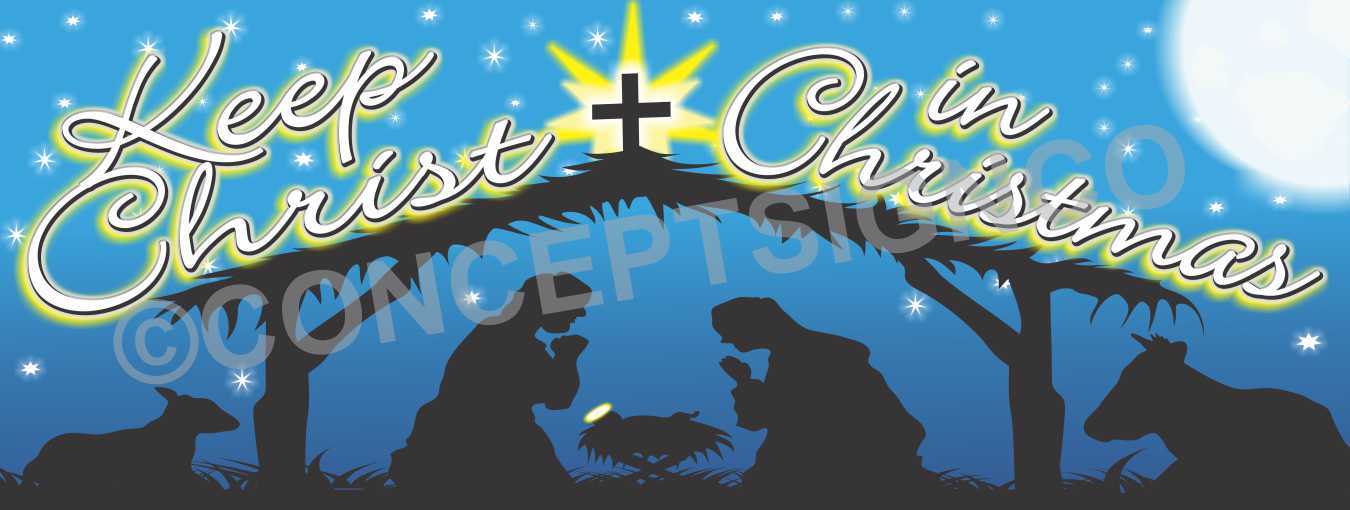 2’X5′ KEEP CHRIST IN CHRISTMAS BANNER Sign Church Holiday Jesus Nativity Scene