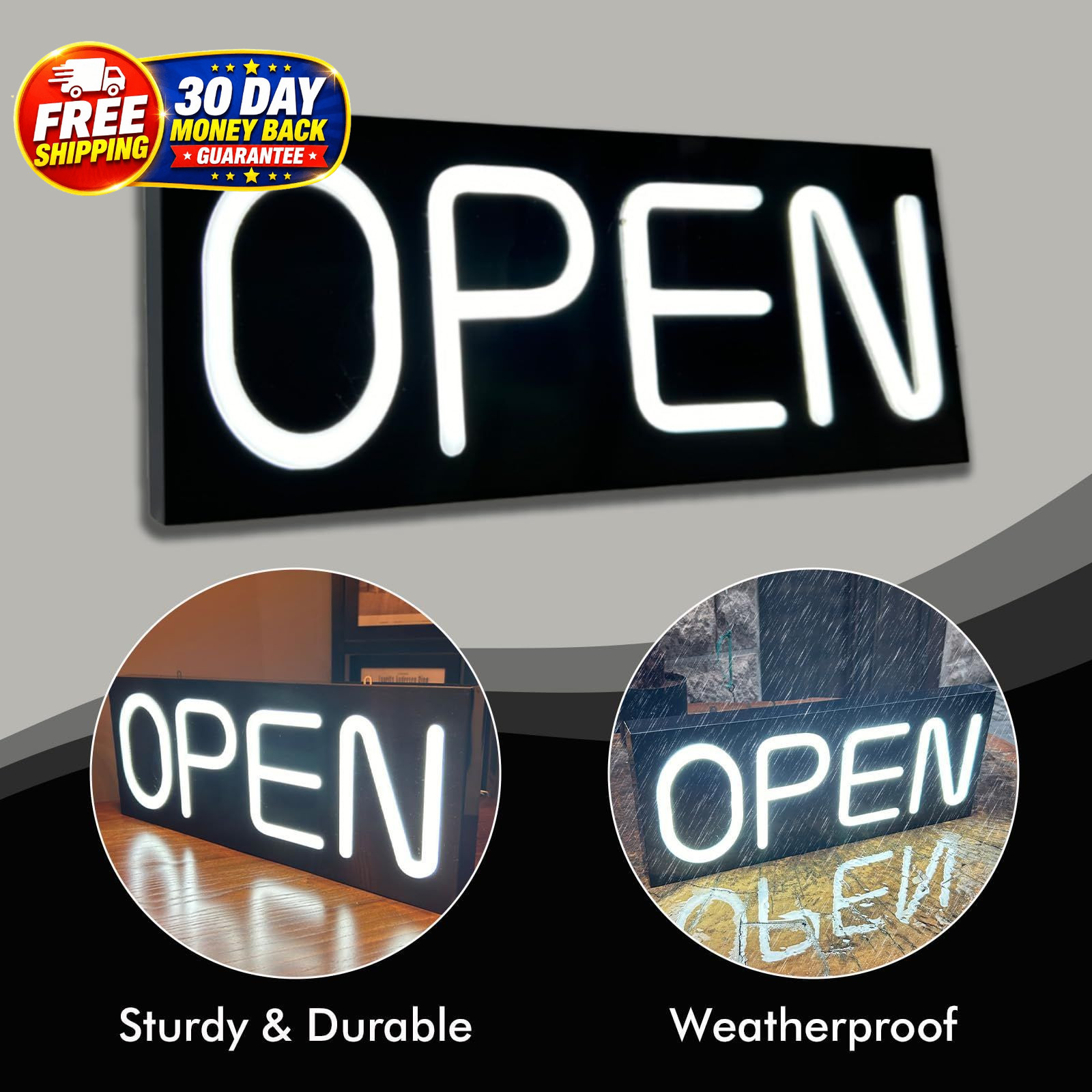Large Outdoor Waterproof Open 19.7 inches x 8 inches, BLACK WHITE