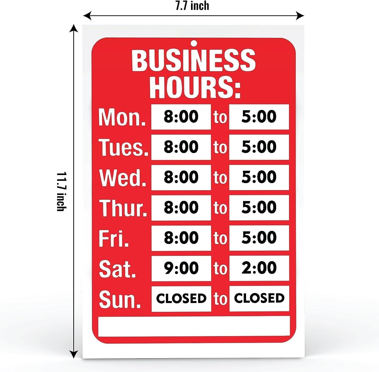 Durable Business Hours Sign in Red & White – Perfect for Glass Doors & Windows
