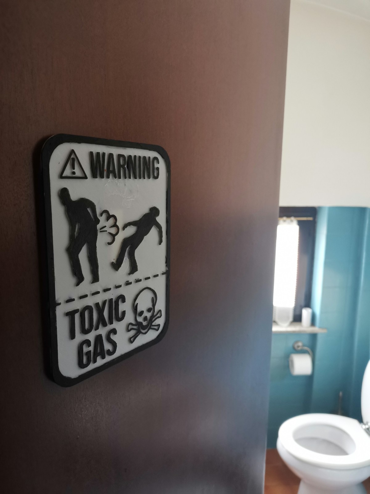 WARNING! Toxic Gas! Hard Plastic Sign Black and White