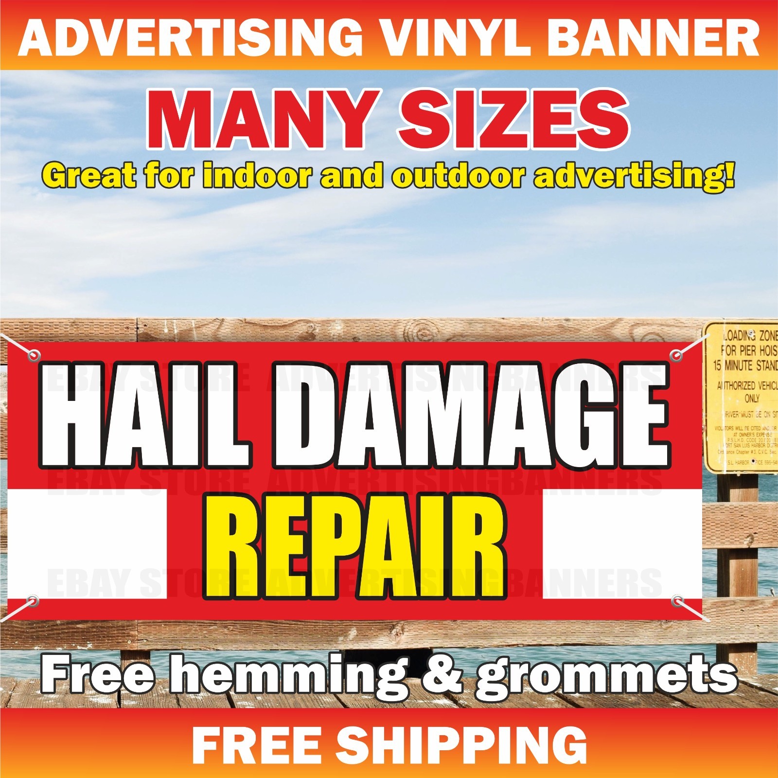 HAIL DAMAGE REPAIR Advertising Banner Vinyl Mesh Sign Service Garage Mechanic