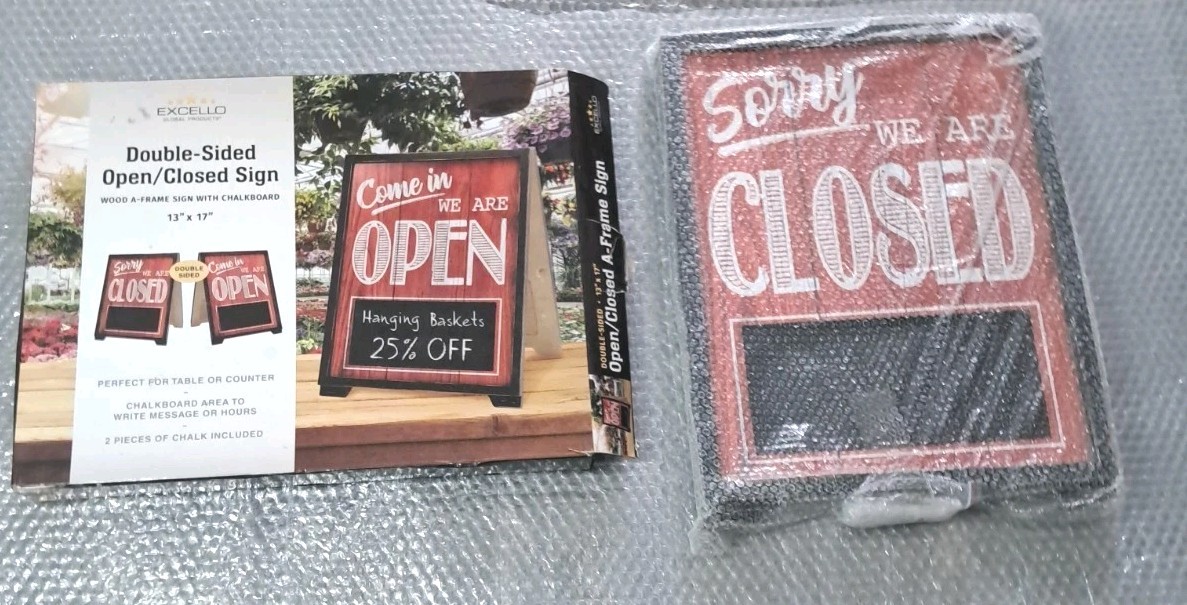Double Sided A-Frame Open Closed Sign w Chalkboard Come In open Board NEW