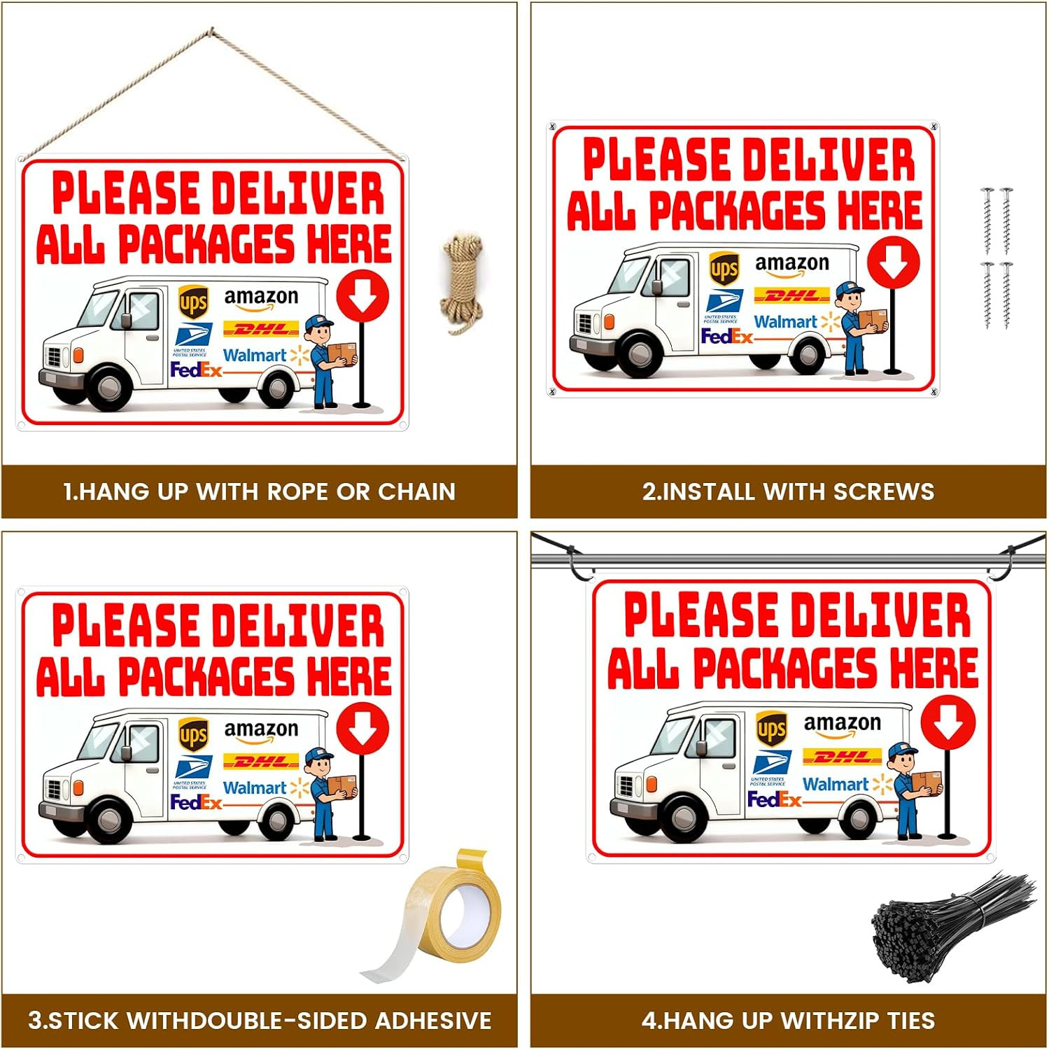 14 x 10 Inch Delivery Sign for Packages, Rust-Free Aluminum Metal Sign with Dire