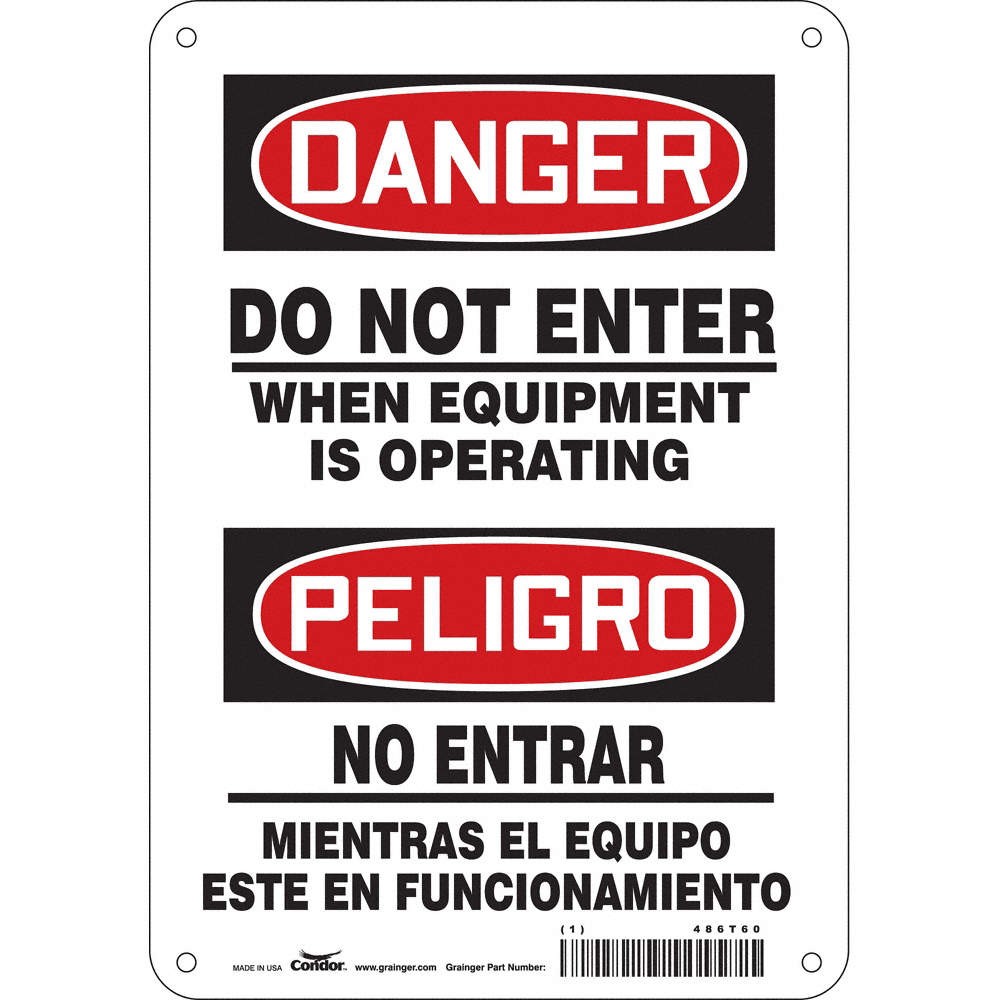 CONDOR 486T60 Safety Sign,10 inx7 in,Aluminum 486T60