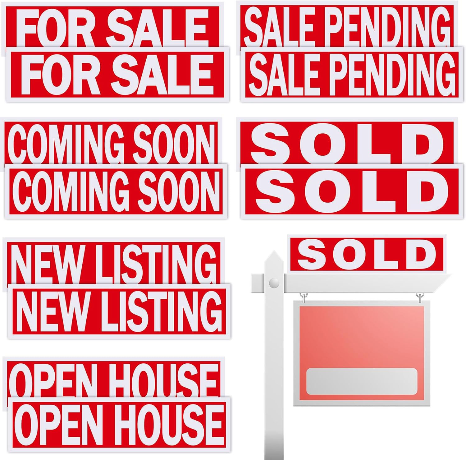 Juexica 12 Pcs Real Estate Rider Signs 24 X 6 Inch Coming Soon, for Sale, Pendin
