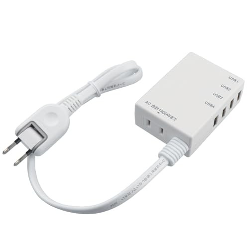 ELECOM USB tap/USB female x 4/AC x 1/60cm/3.1a/Whitefrom JP