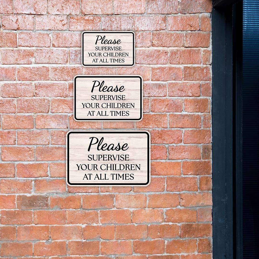 Classic Framed Plus Please Supervise Your Children At All Times Wall Sign