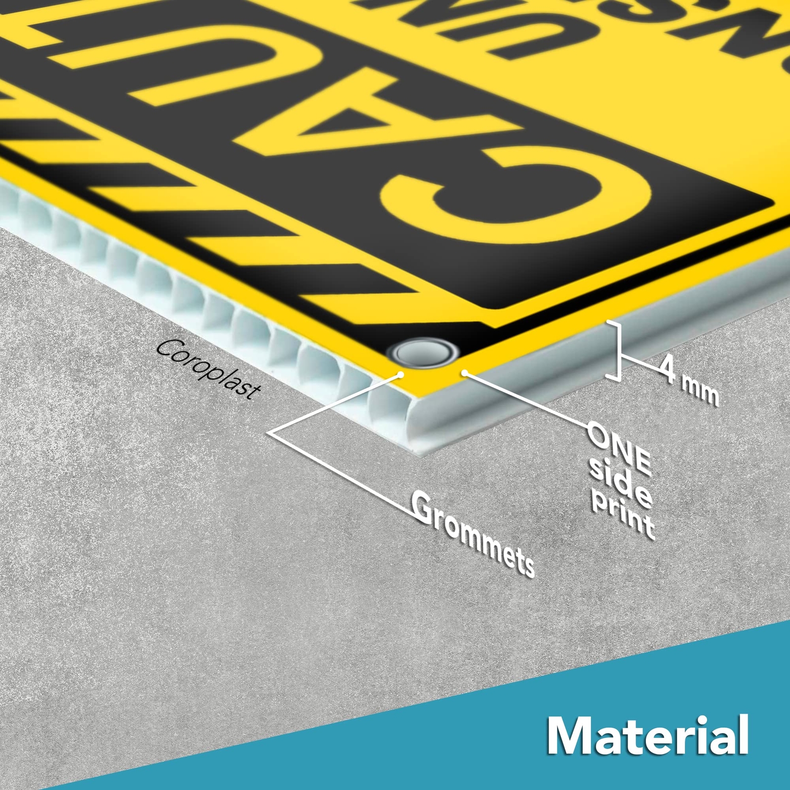 2-PC Under Construction Sign – 12 x 8 Coroplast Caution Area Signs with Grommets