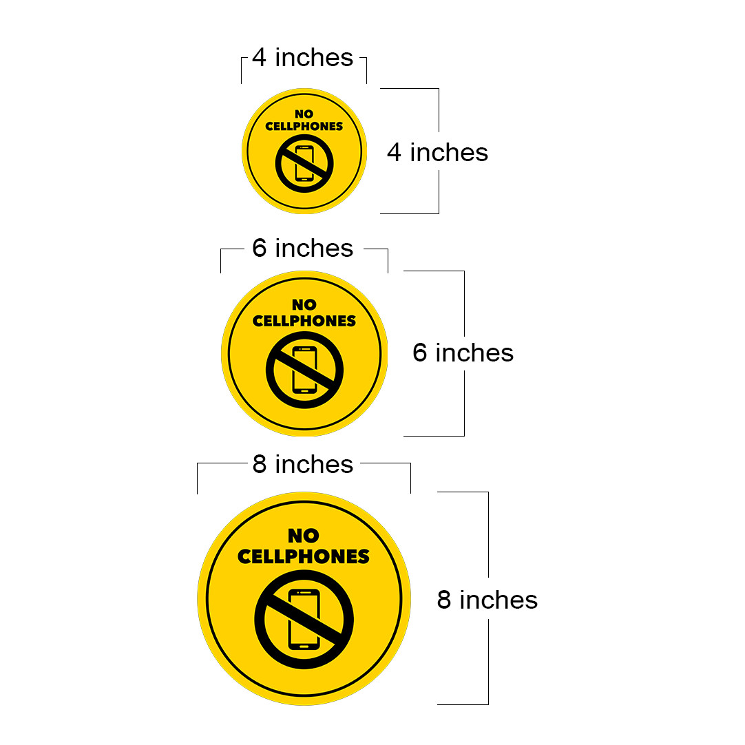 Circle Plus No Cell Phones Wall or Door Sign | Easy Installation