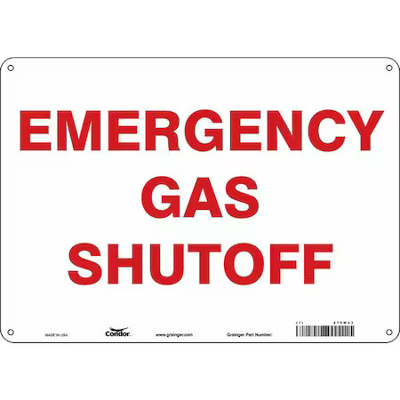Condor 475W43 Emergency Gas Shutoff, 14 In W X 10 In H, Horizontal Rectangle,
