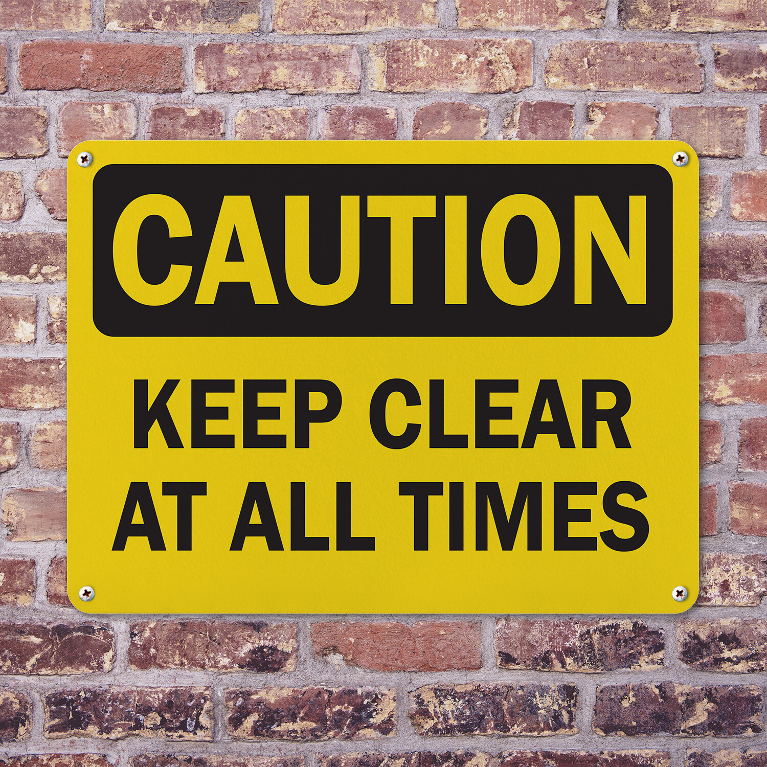 (2 Pack) Keep Clear At All Times OSHA Caution Sign Decal Metal Plastic