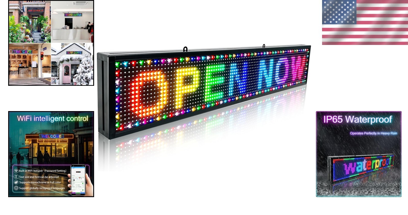 Durable Programmable LED Display 39″x8″ – Bright & Weatherproof for Business