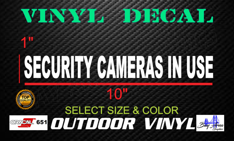 Security Cameras In Use Decals 2X Outdoor Waterproof Window EXTERIOR vinyl