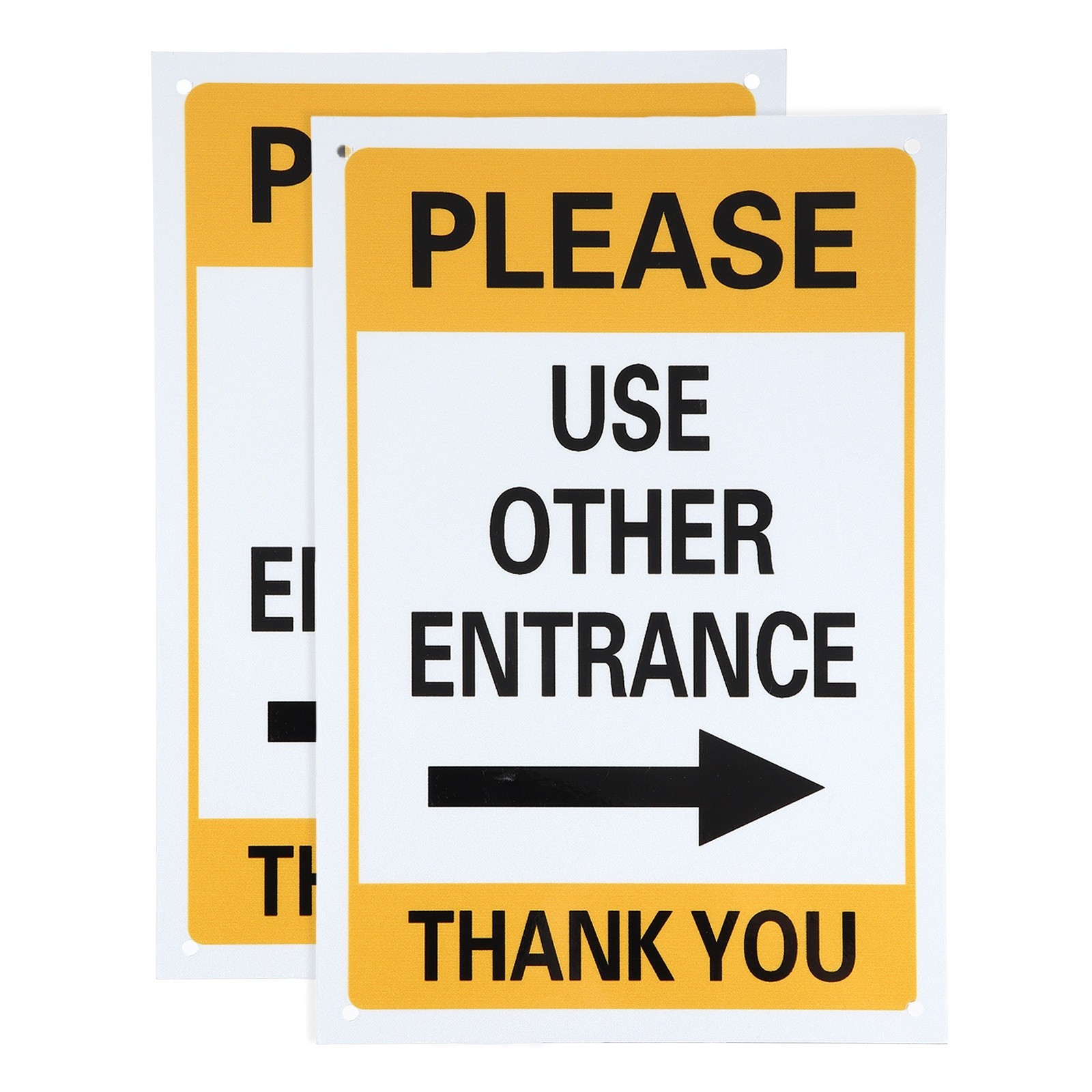 2 Pcs Please Use Other Entrance Thank You Sign, Bright Yellow on Black