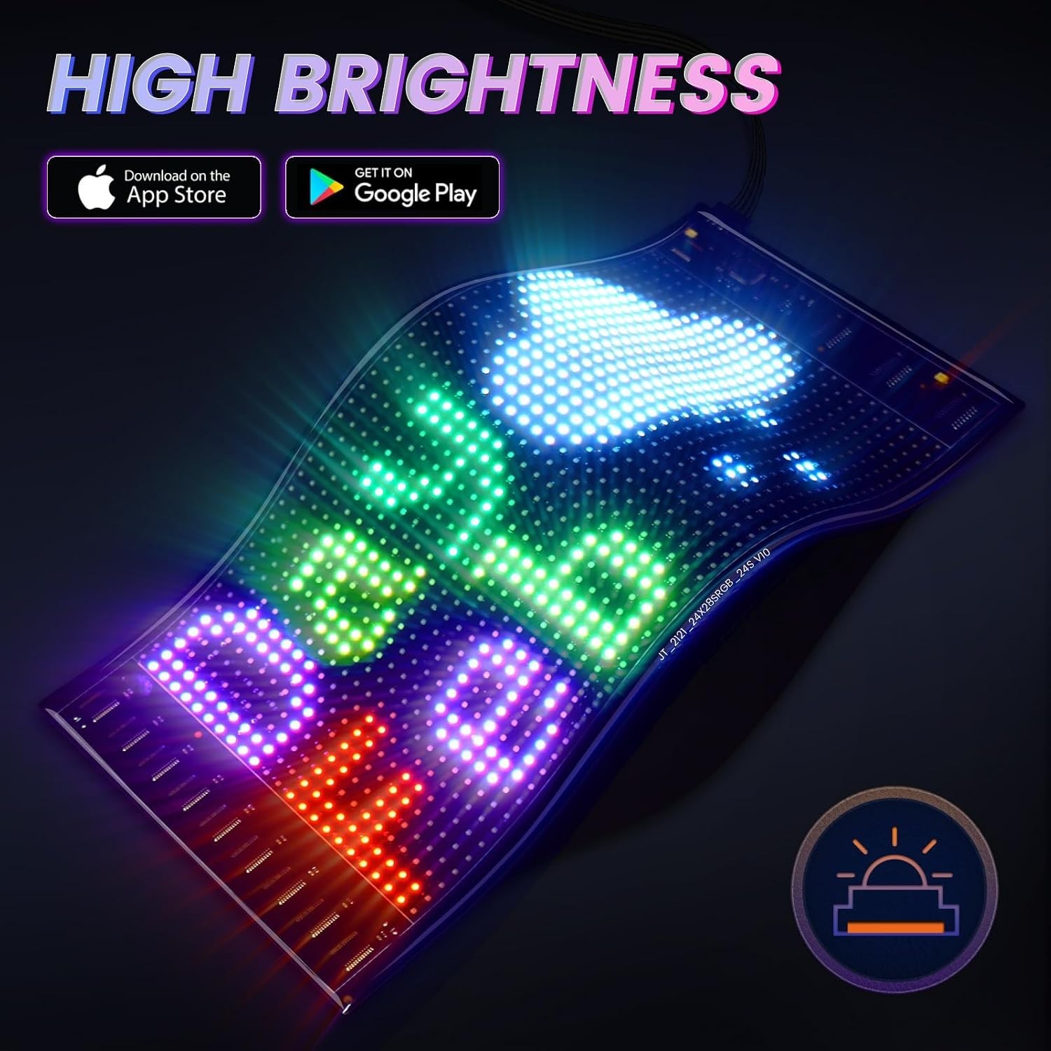 Vibrant Dual Row LED Light Sign for Cars – 10.6”x4.7” with APP Control
