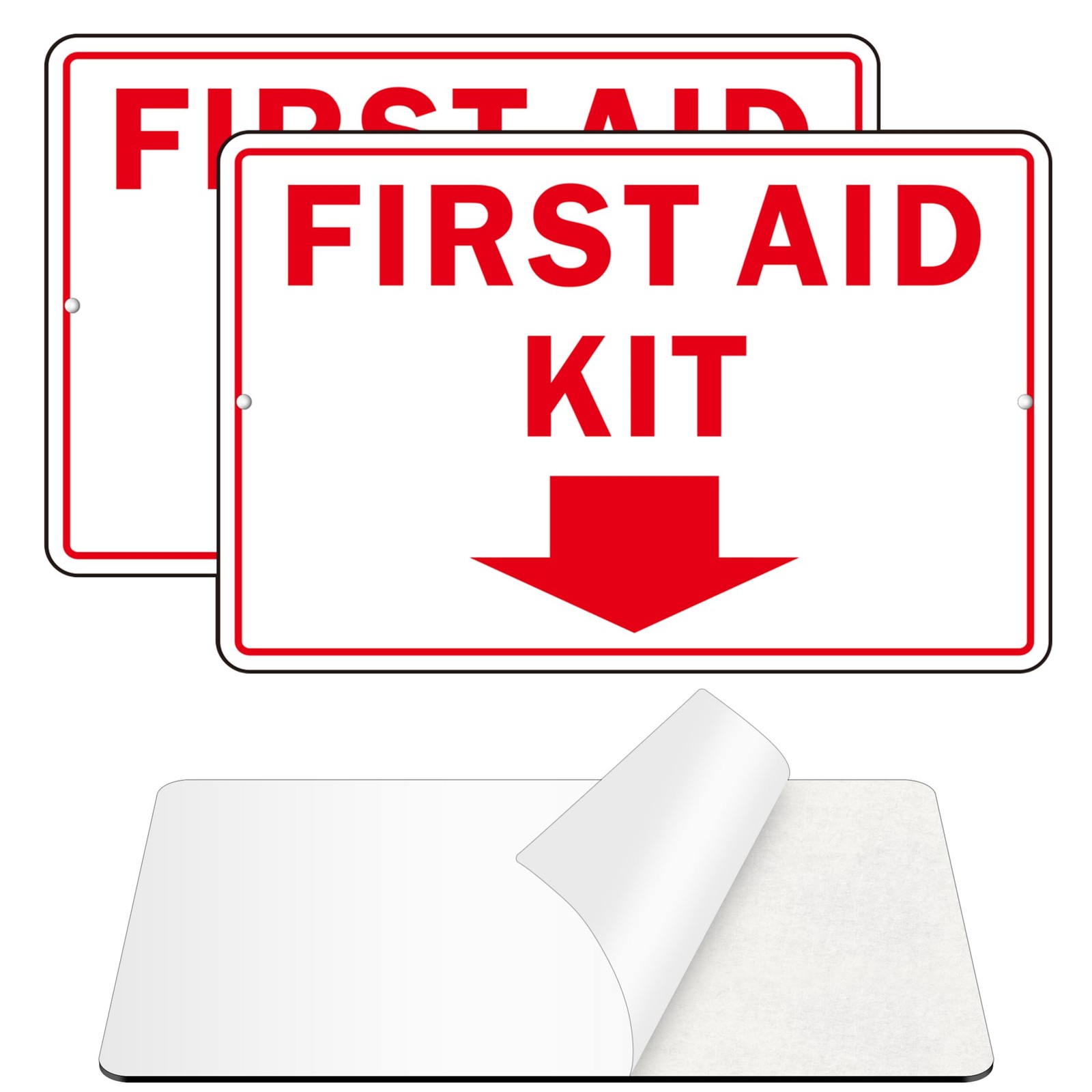 First Aid Sign, (2 Pack) Self Adhesive First Aid Kit Sign for Wall, Aluminum …