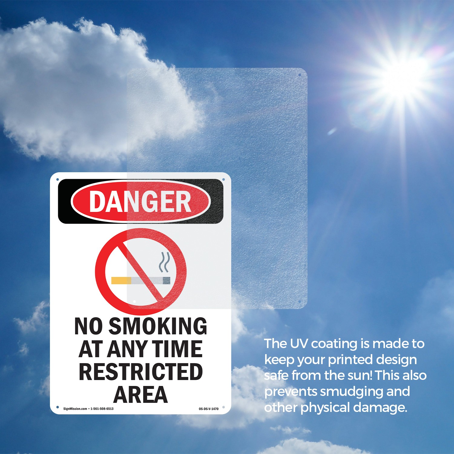 No Smoking At Any Time OSHA Danger Sign Metal, Plastic, Or Decal – 5 or 10 Pack