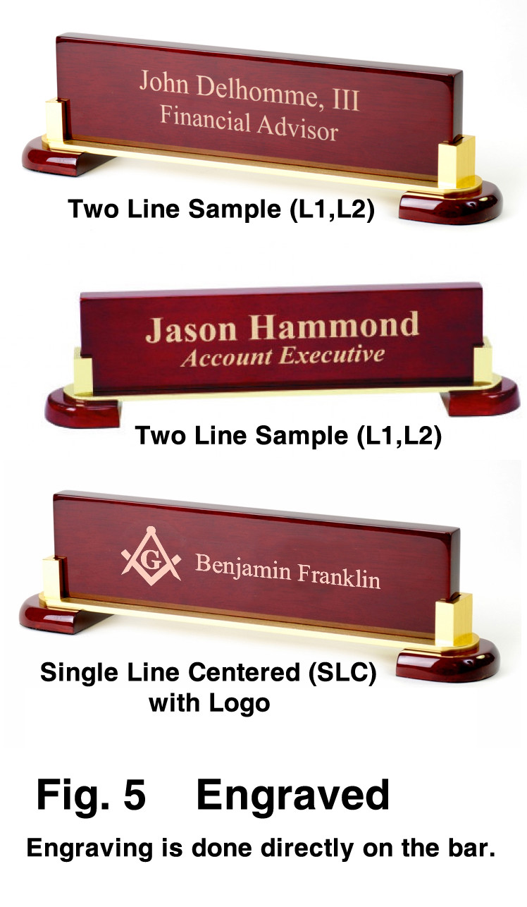 Office Desk Name Bar, Rosewood Piano Finish, Personalized / Custom Name Plate