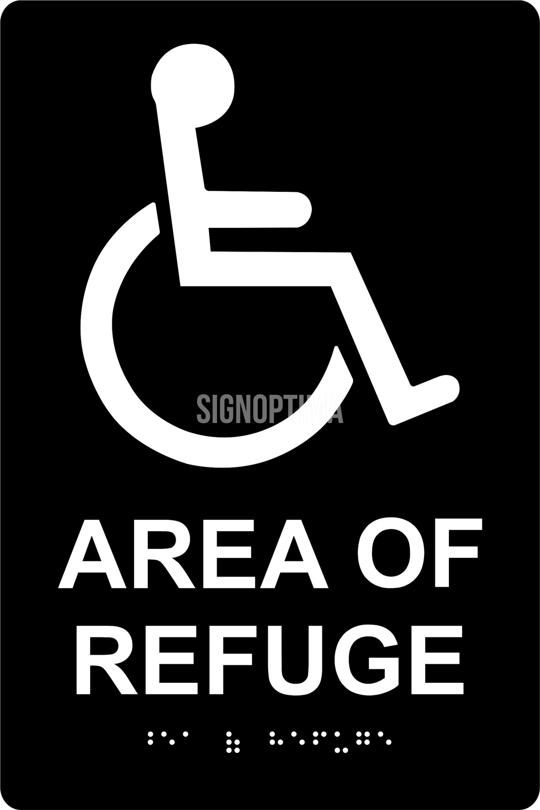 SignOptima™️ ADA Compliant AREA OF REFUGE Sign,Acrylic Braille 6″x9″