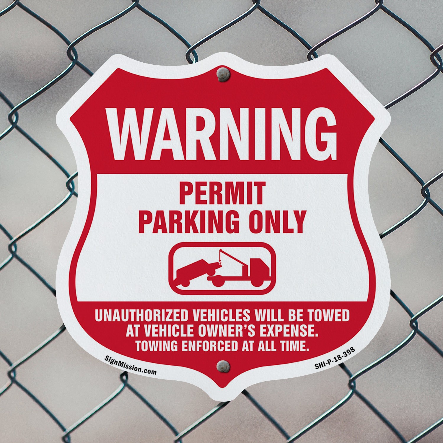 No Parking Without Permit Shield Sign Warning Permit Parking Shield Shaped Sign