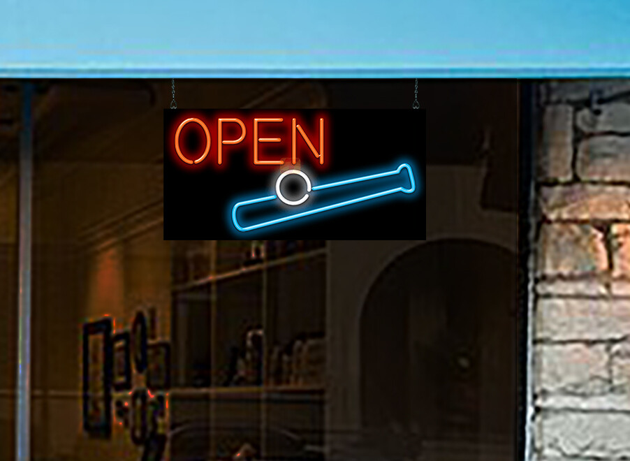 Baseball Open Neon Sign Jantec 32″ x 16″ Baseball Sports Shop Sign