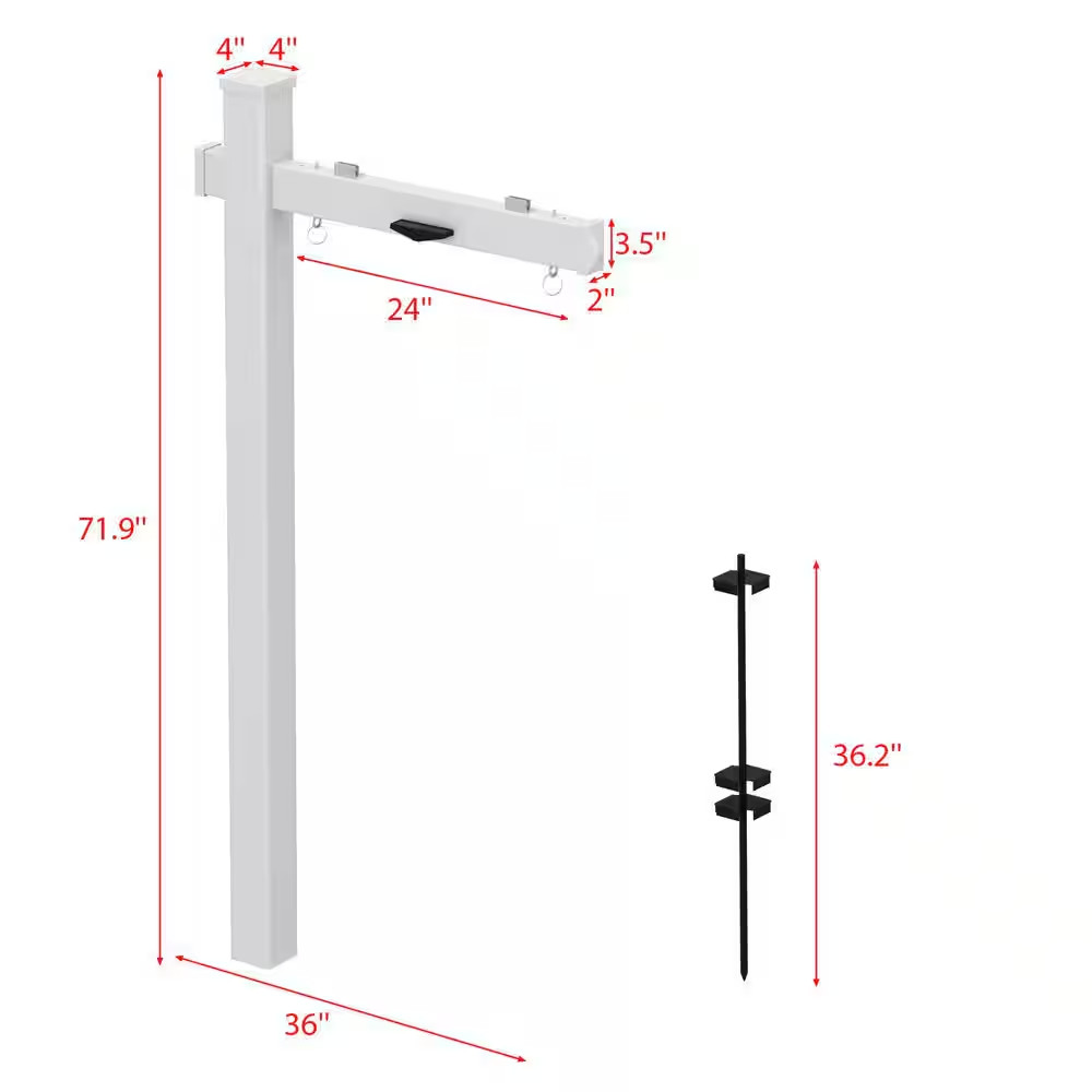 Solar Real Estate Sign Post with 2-LED Lights Adjustable PVC Yard Sign and Metal