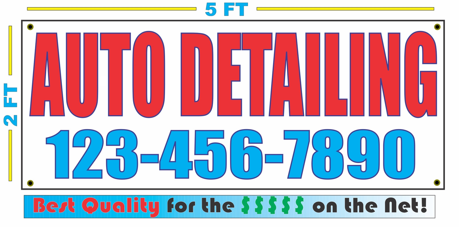 AUTO DETAILING w CUSTOM PHONE Banner Sign NEW Larger Size Best Quality for the $