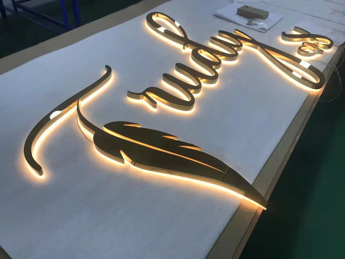 Metal 3D Back lit LED Storefront Business Logo Back light Custom 3D Letter Signs