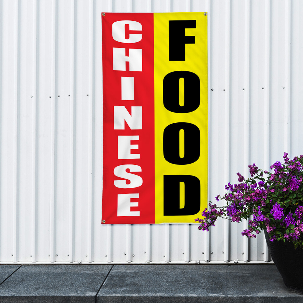 Vertical Vinyl Banner Multiple Sizes Chinese Food Fair Business Outdoor