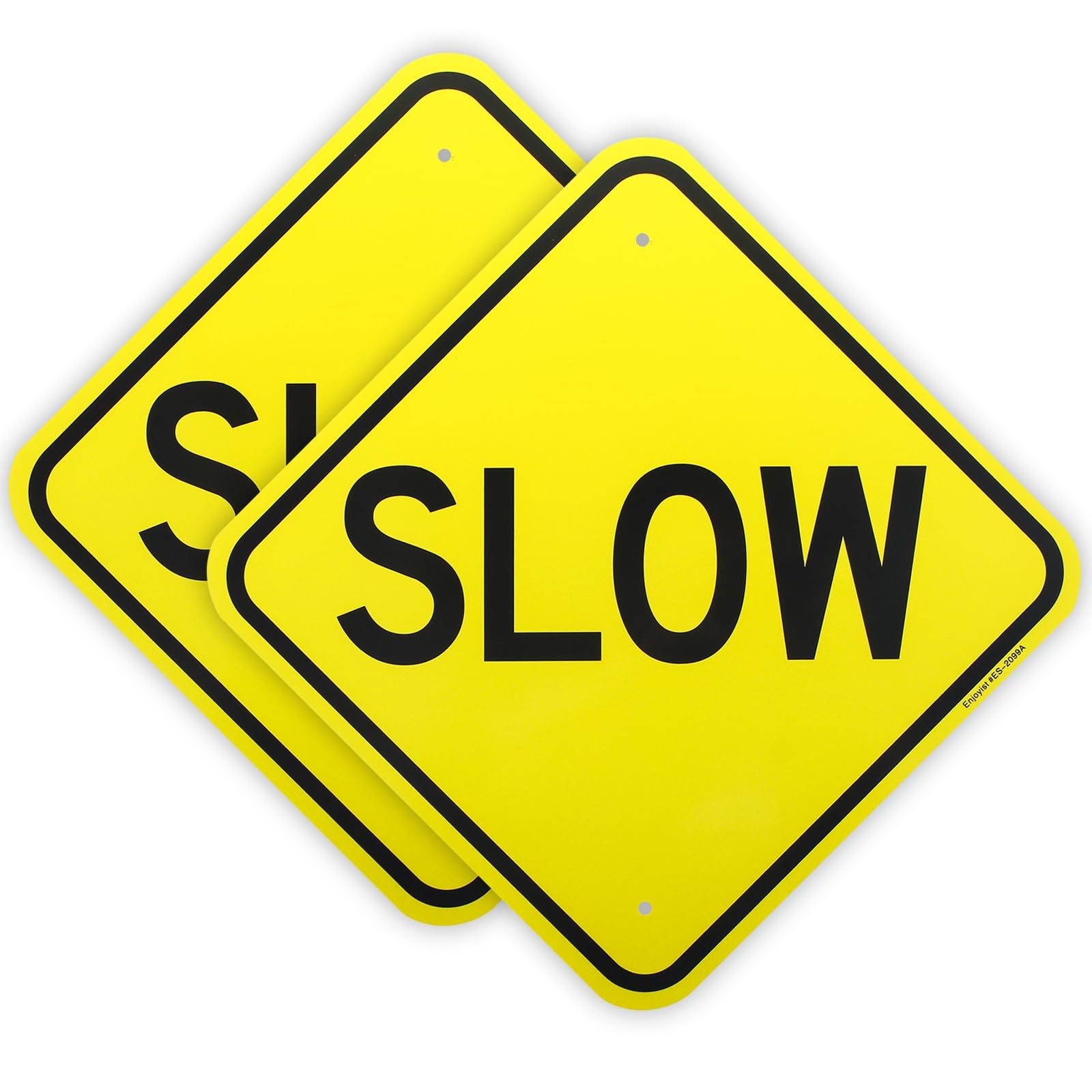 2-Pack Slow Sign， – 12″ x 12″ – .040 Rust Free Aluminum – Reflective, UV Prot…