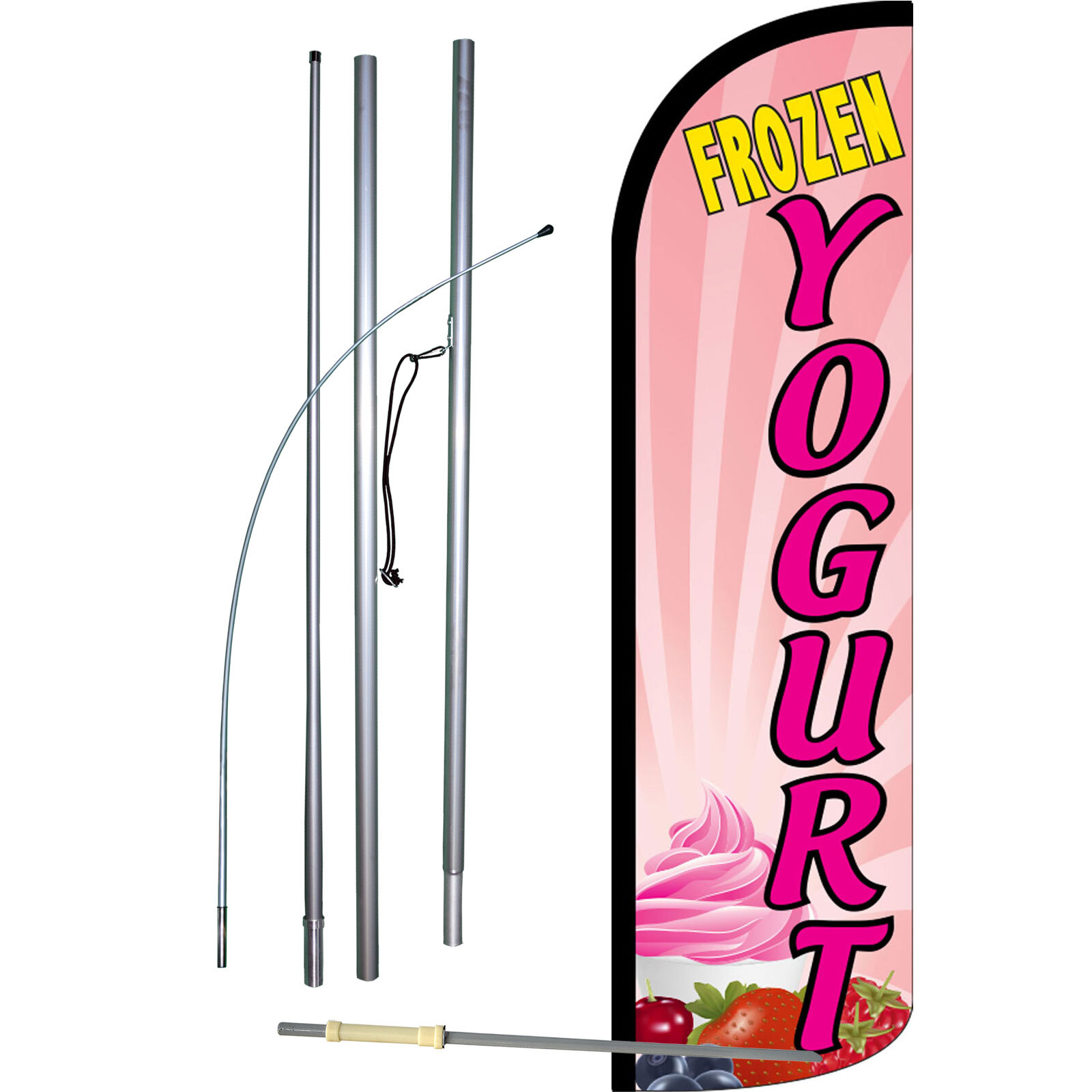 Frozen Yogurt Flag with Flag Pole and Spike