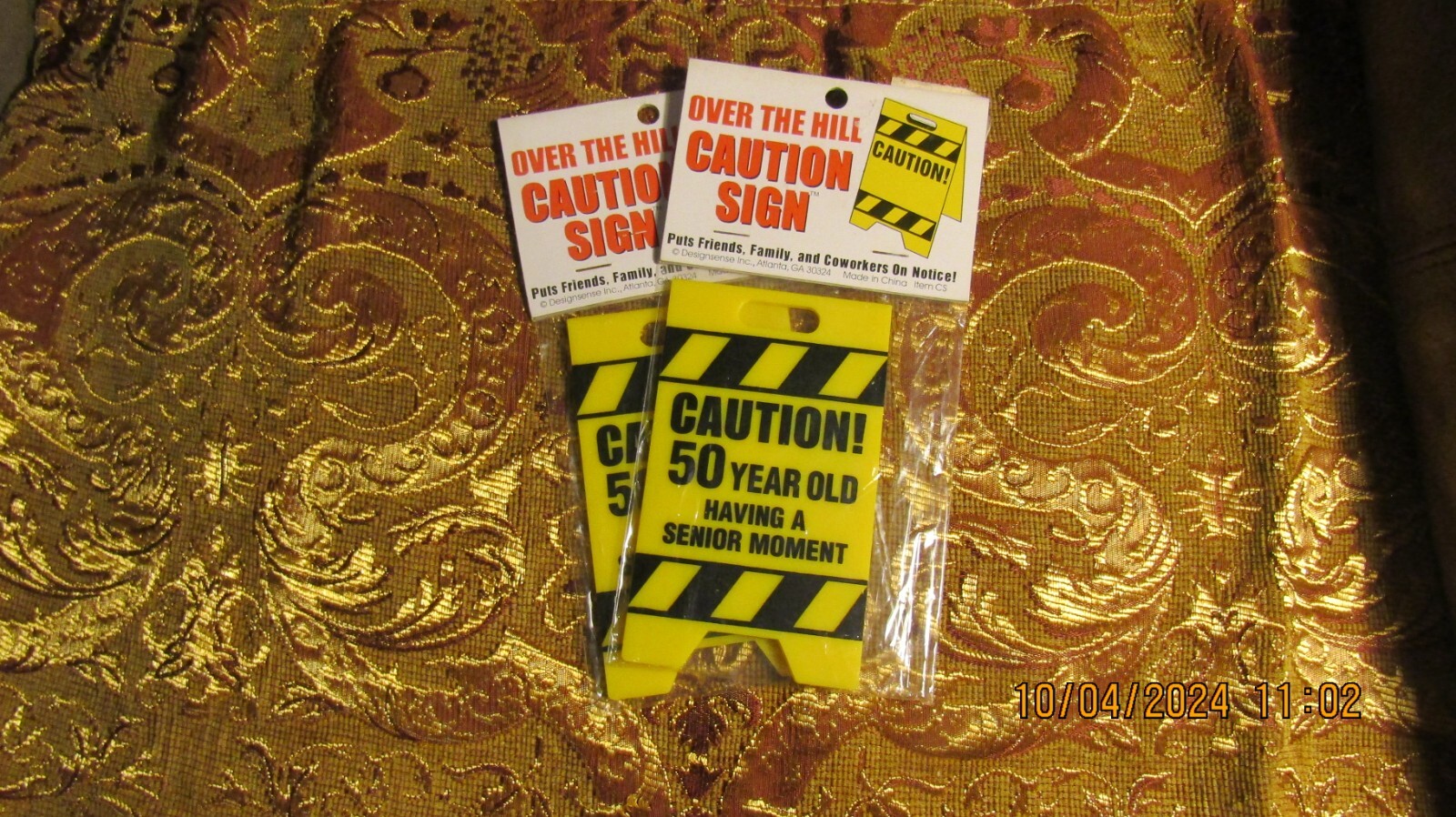 (2) Caution 50 Year Old Having Senior Moment Signs Funny Seat/Place Marker 5″x3″