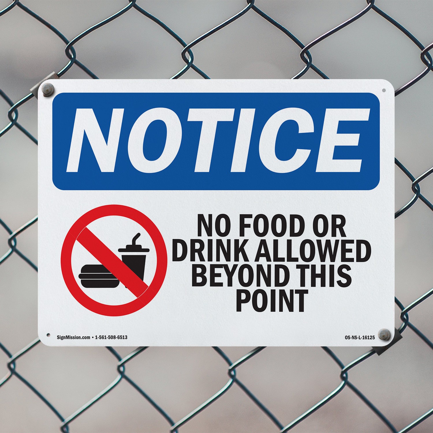 No Food Or Drink Allowed Beyond This Point OSHA Notice Sign, Decal 5 or 10 Pack