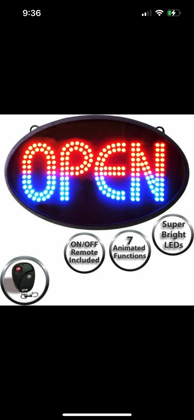 Green Light Innovations Classic LED OPEN Sign, 7 Functions – excellent