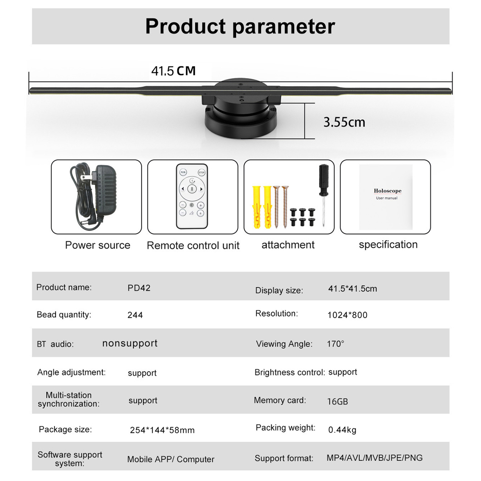 PD42 3D Advertising Display Fan Wall-mounted Player 3D D7Y6