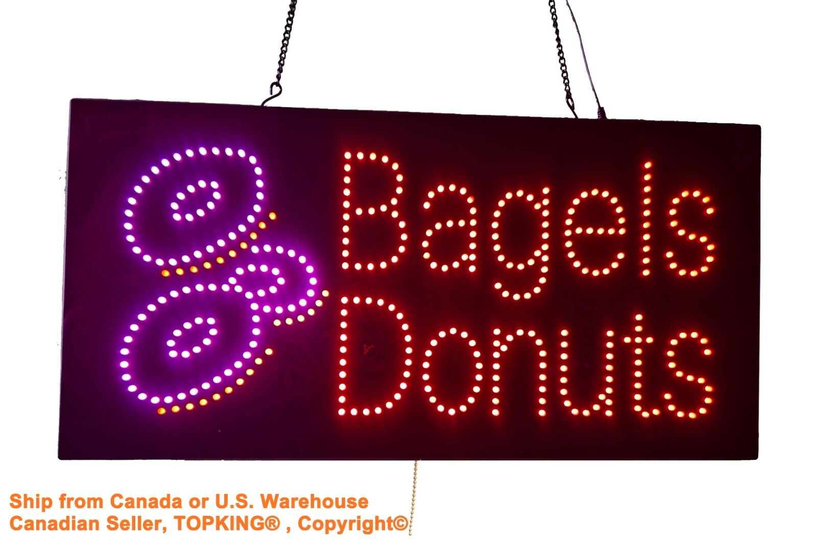 Donuts Bagels Sign, TOPKING Signage, LED Neon Open, Store, Window, Shop, Display