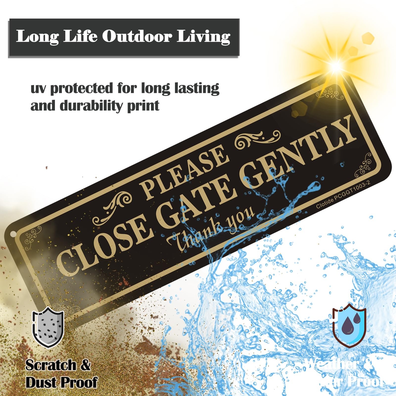 Clotide 2 Pack Please Close Gate Gently Sign, 10 x 3 Inches
